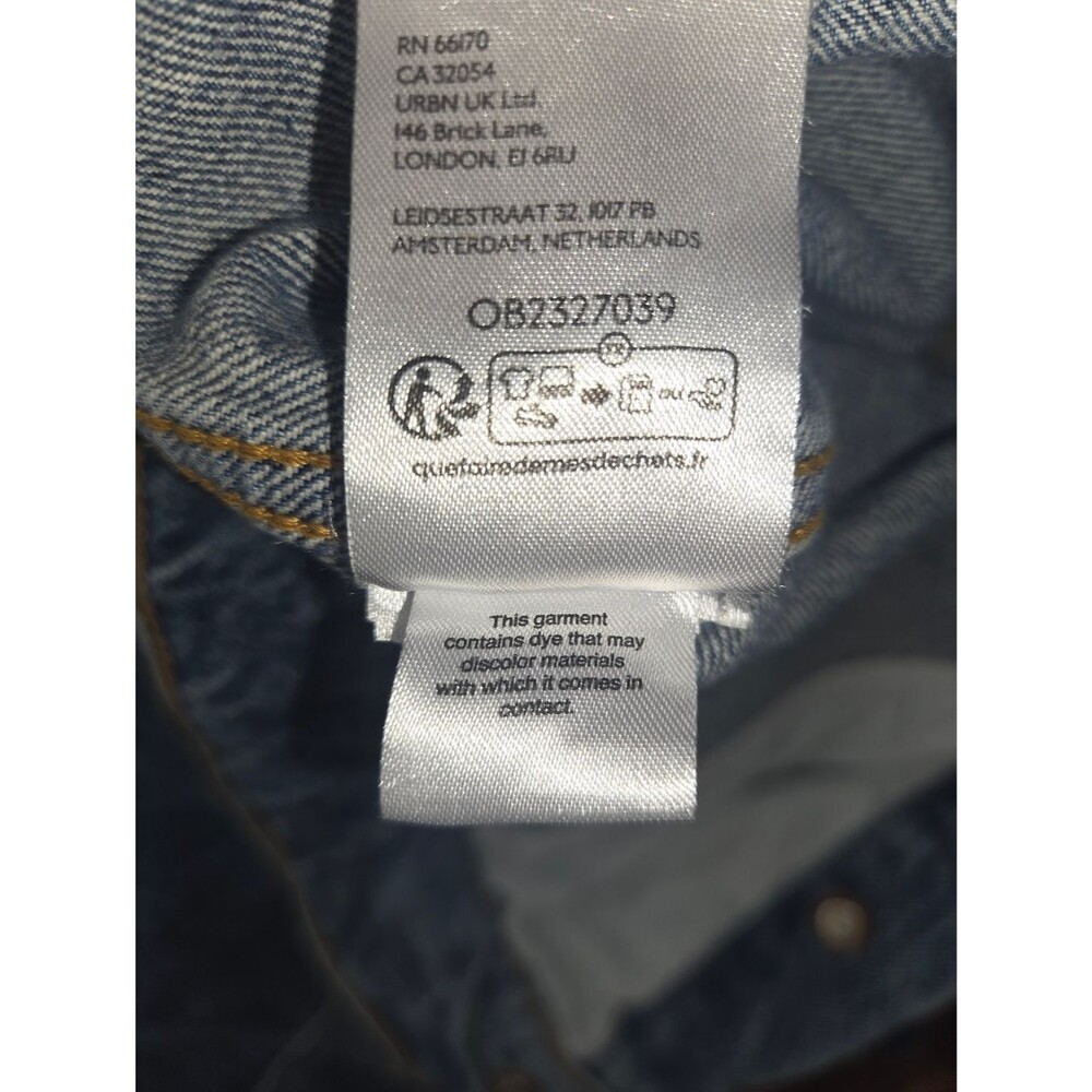 Pilcro Womens Denim Jacket Faux Leather Trim Trucker Medium Wash Workwear Small - Picture 7 of 8